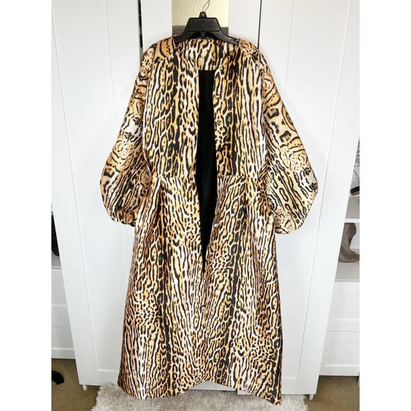 Leopard Print Belted Button Down Coat Midi Swing Dress Brown Black Size XL - Picture 6 of 12